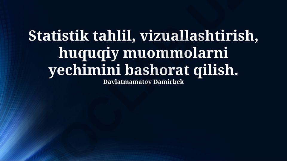 Statistik tahlil va vizuallashtirish orqali huquqiy muommolarni bashorat qilish