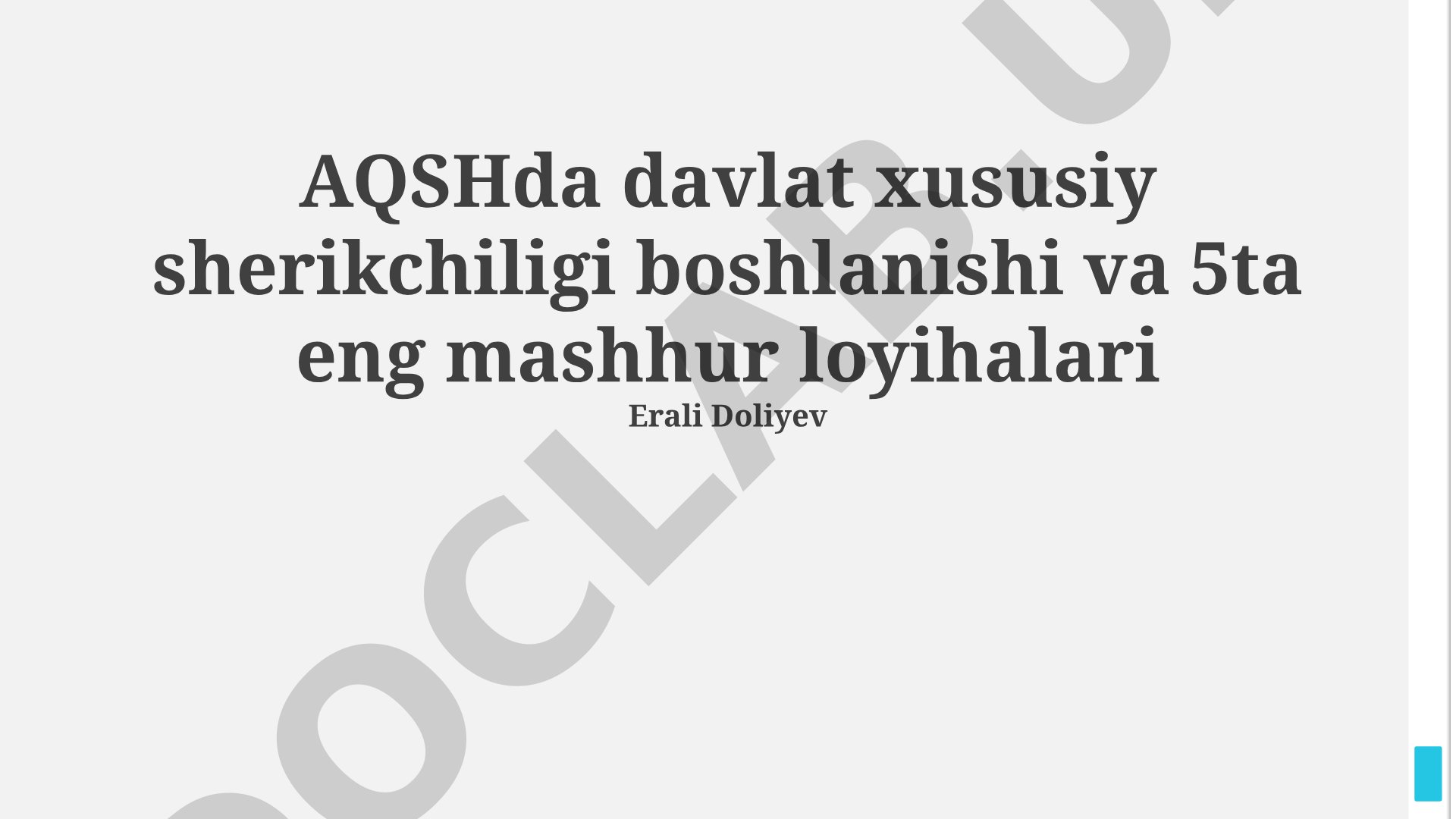 AQSHda davlat xususiy sherikchiligi boshlanishi va 5ta eng mashhur loyihalari