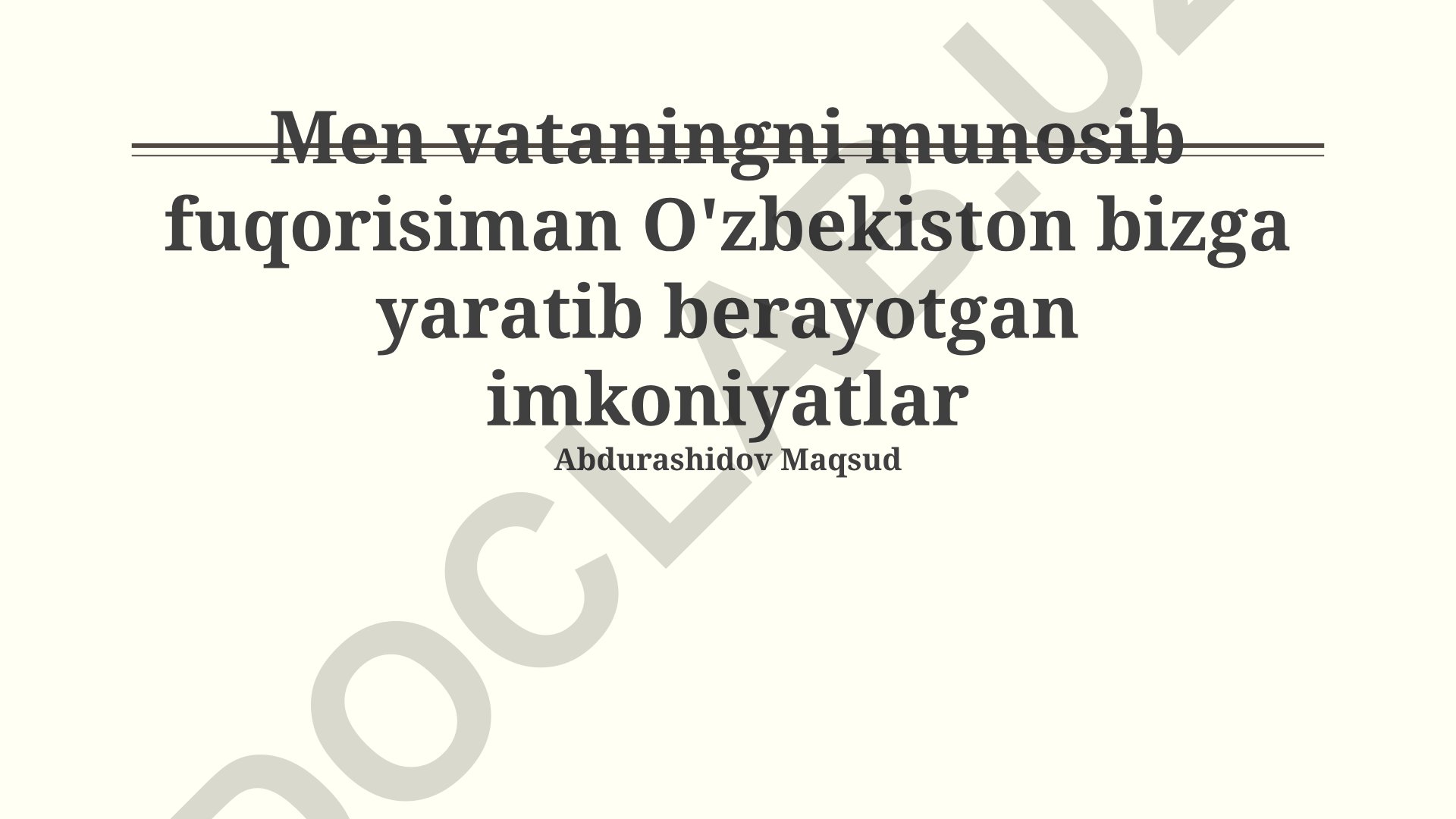 O'zbekiston fuqarosi sifatida burch va mas'uliyat