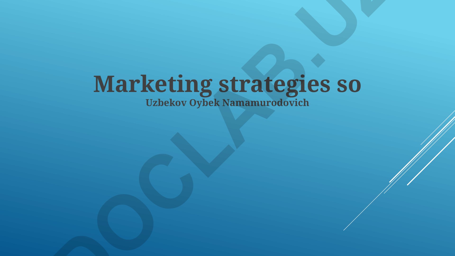 Marketing strategiyalari va bozor tahlili
