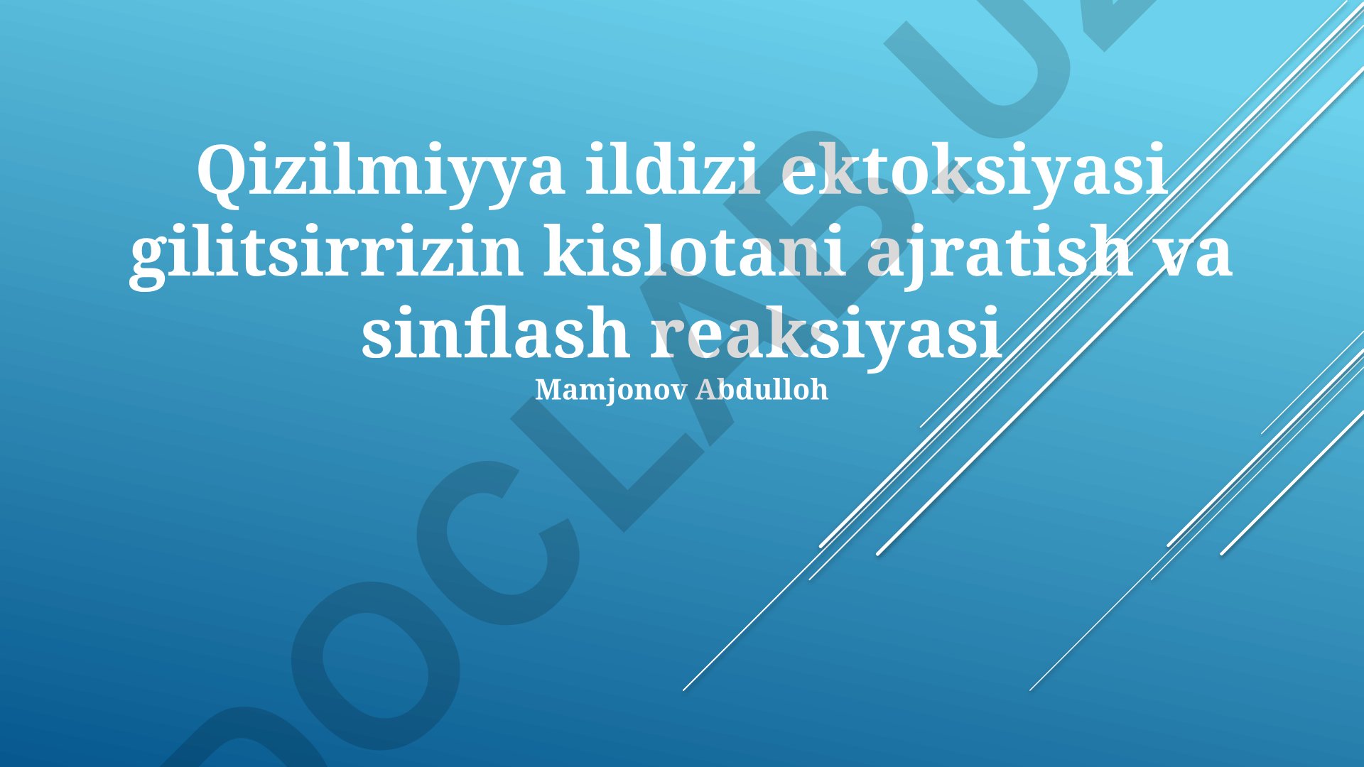 Qizilmiya ildizidan glitsirrizin kislotasini ajratish va sinflash