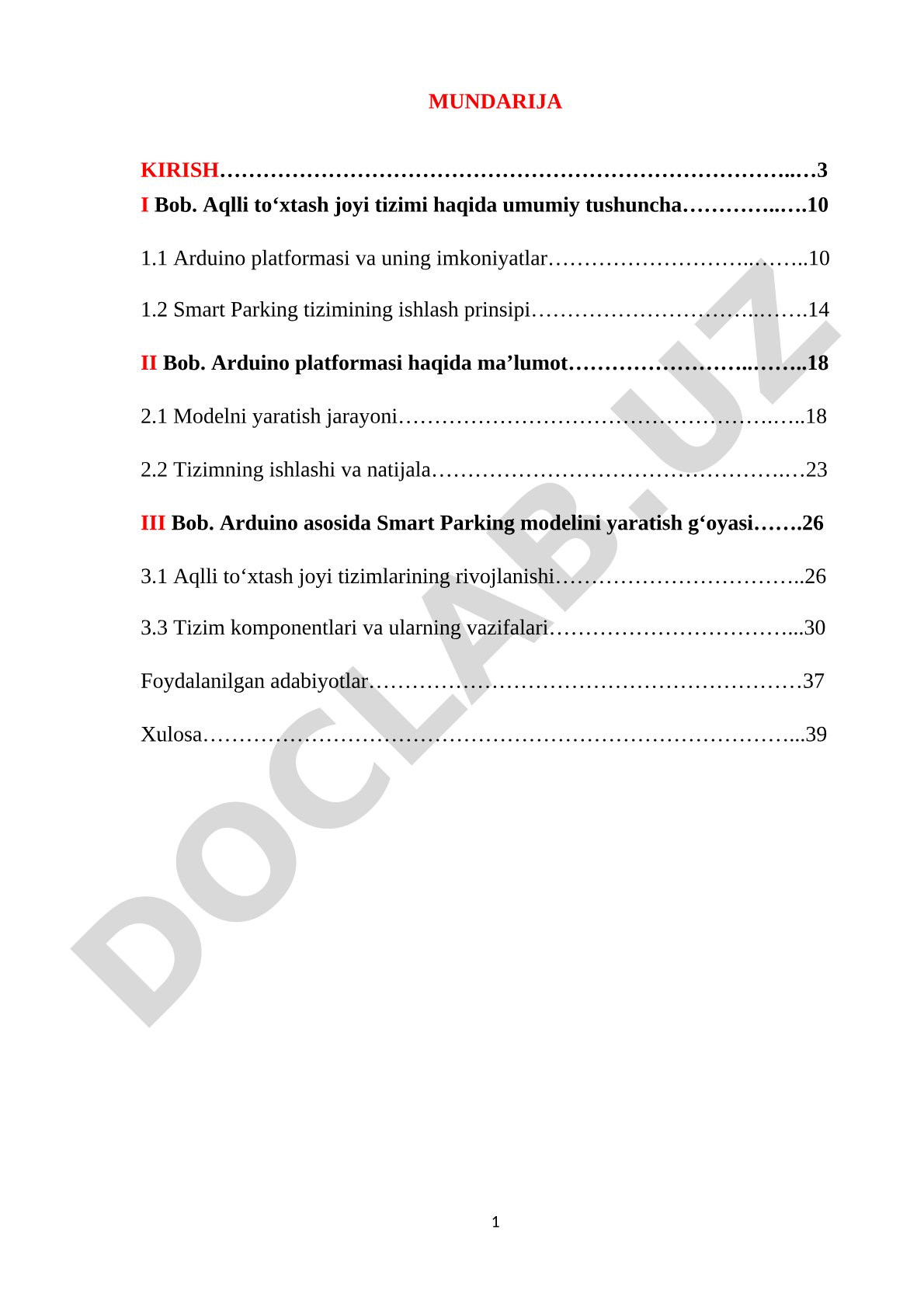 Arduino asosida Smart Parking modelini yaratish