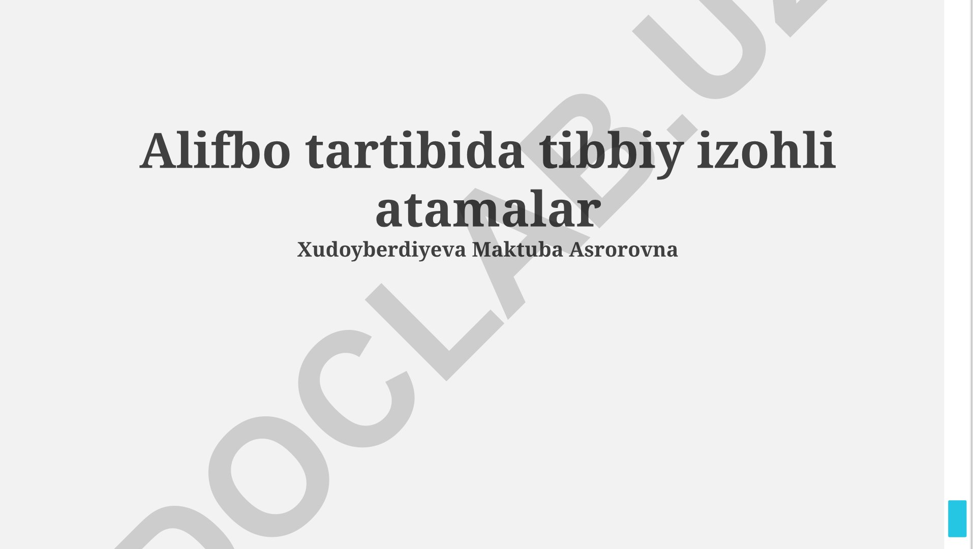 Tibbiy atamalar lug'ati: A, B, D harflari