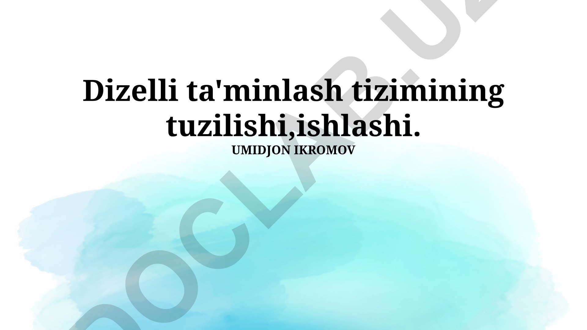 Dizelli ta'minlash tizimining tuzilishi va ishlashi