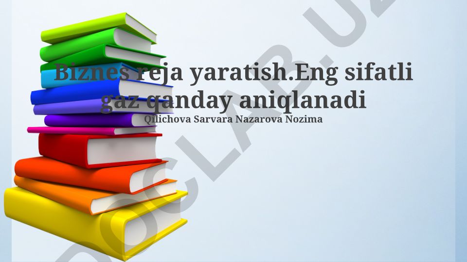 Biznes reja yaratish va gaz sifatini aniqlash usullari