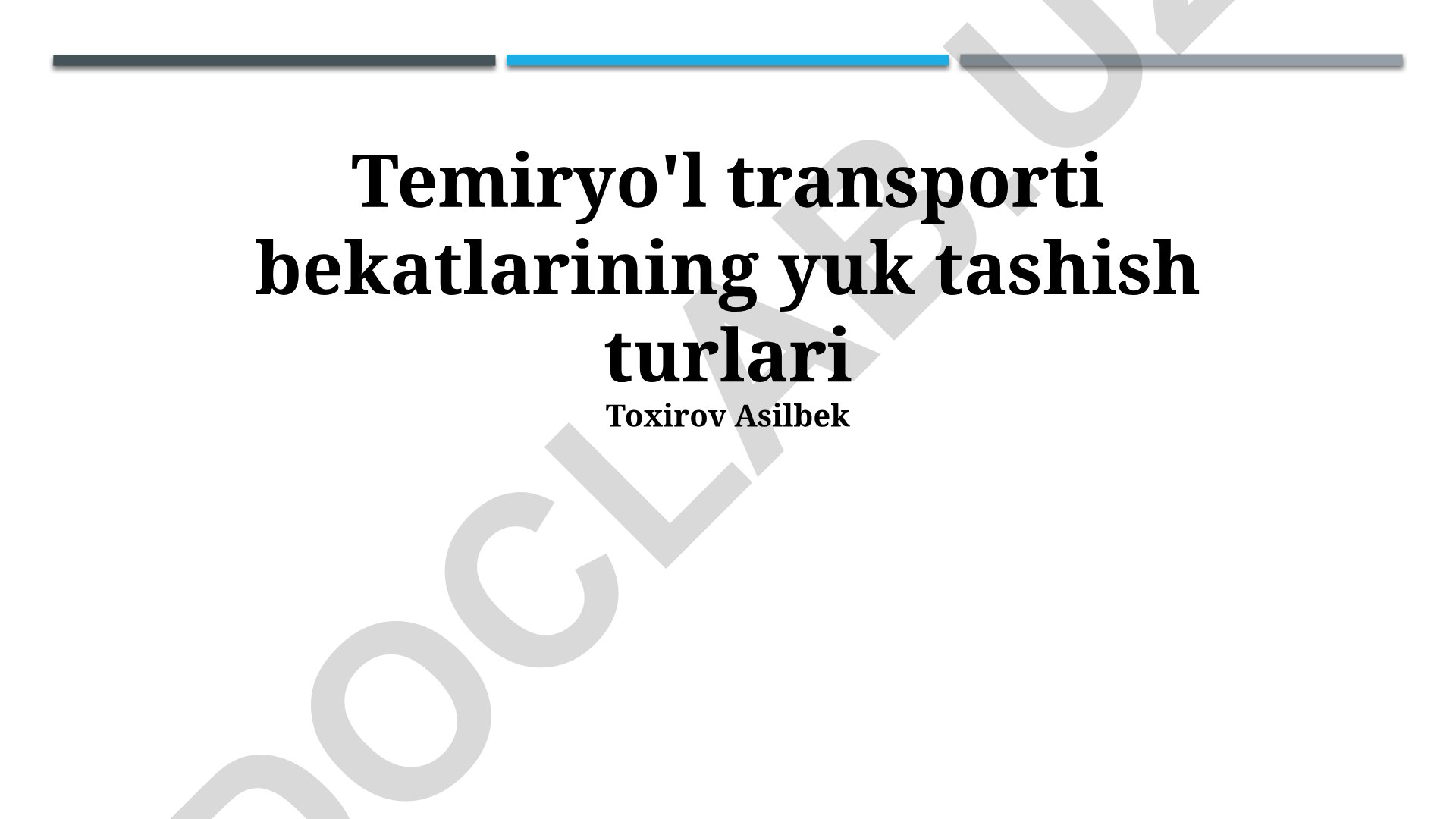 Temiryo'l transporti bekatlarining yuk tashish turlari