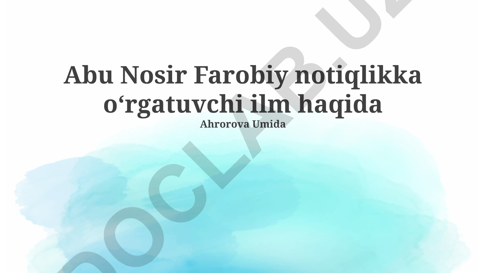 Abu Nosir Farobiy notiqlikka o‘rgatuvchi ilm haqida