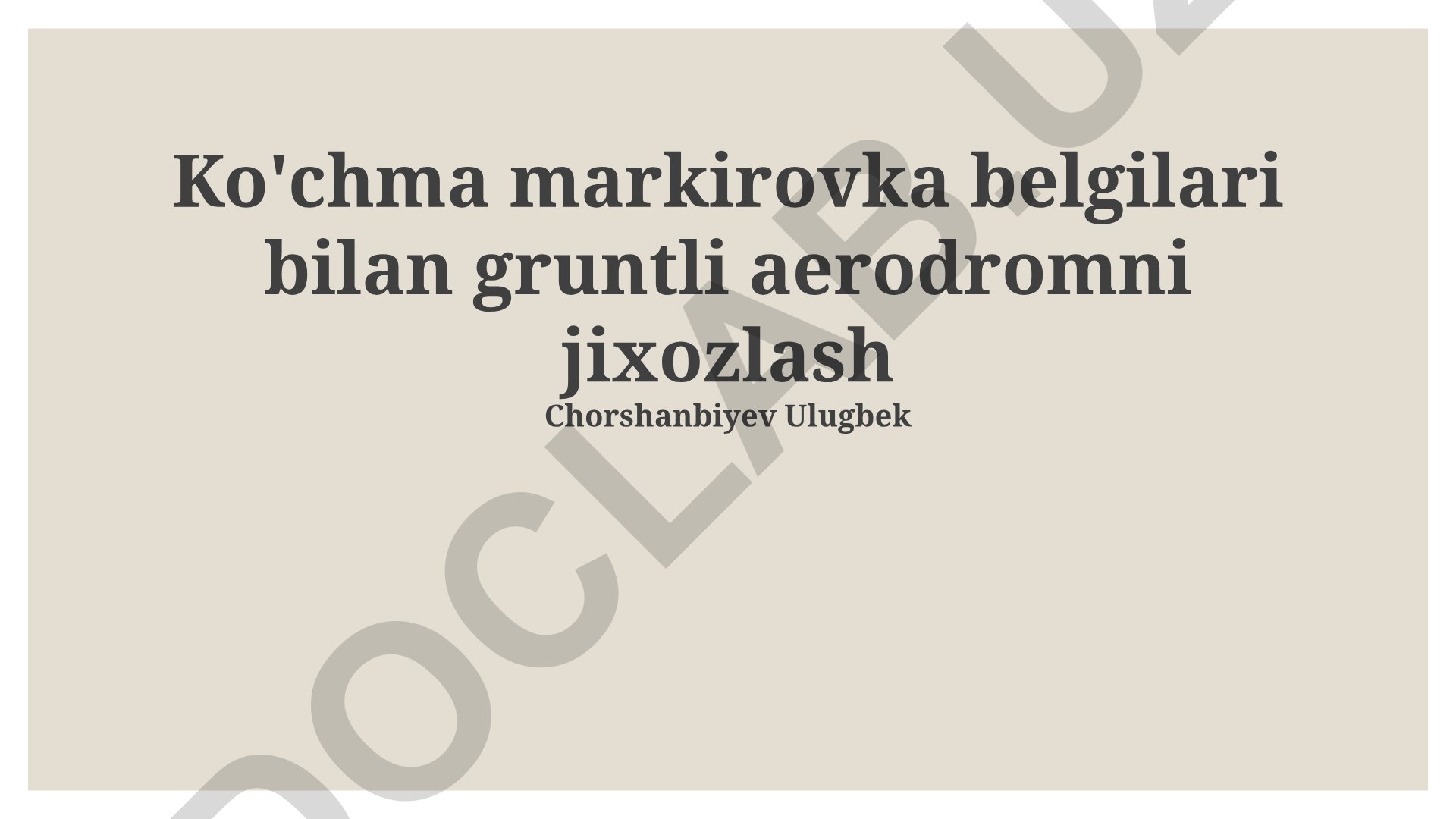 Ko'chma markirovka belgilari bilan gruntli aerodromni jihozlash