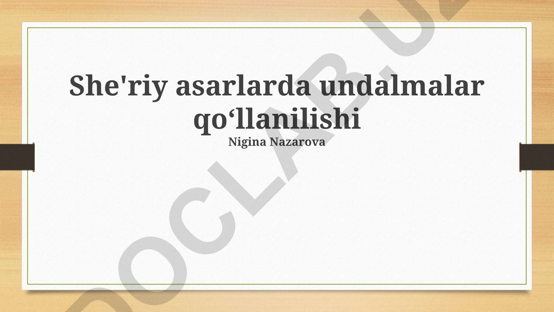 She'riy asarlarda undalmalar qoʻllanilishi