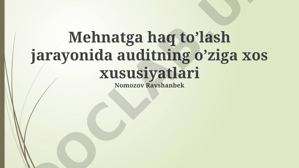 Mehnatga haq to’lash jarayonida auditning o’ziga xos xususiyatlari
