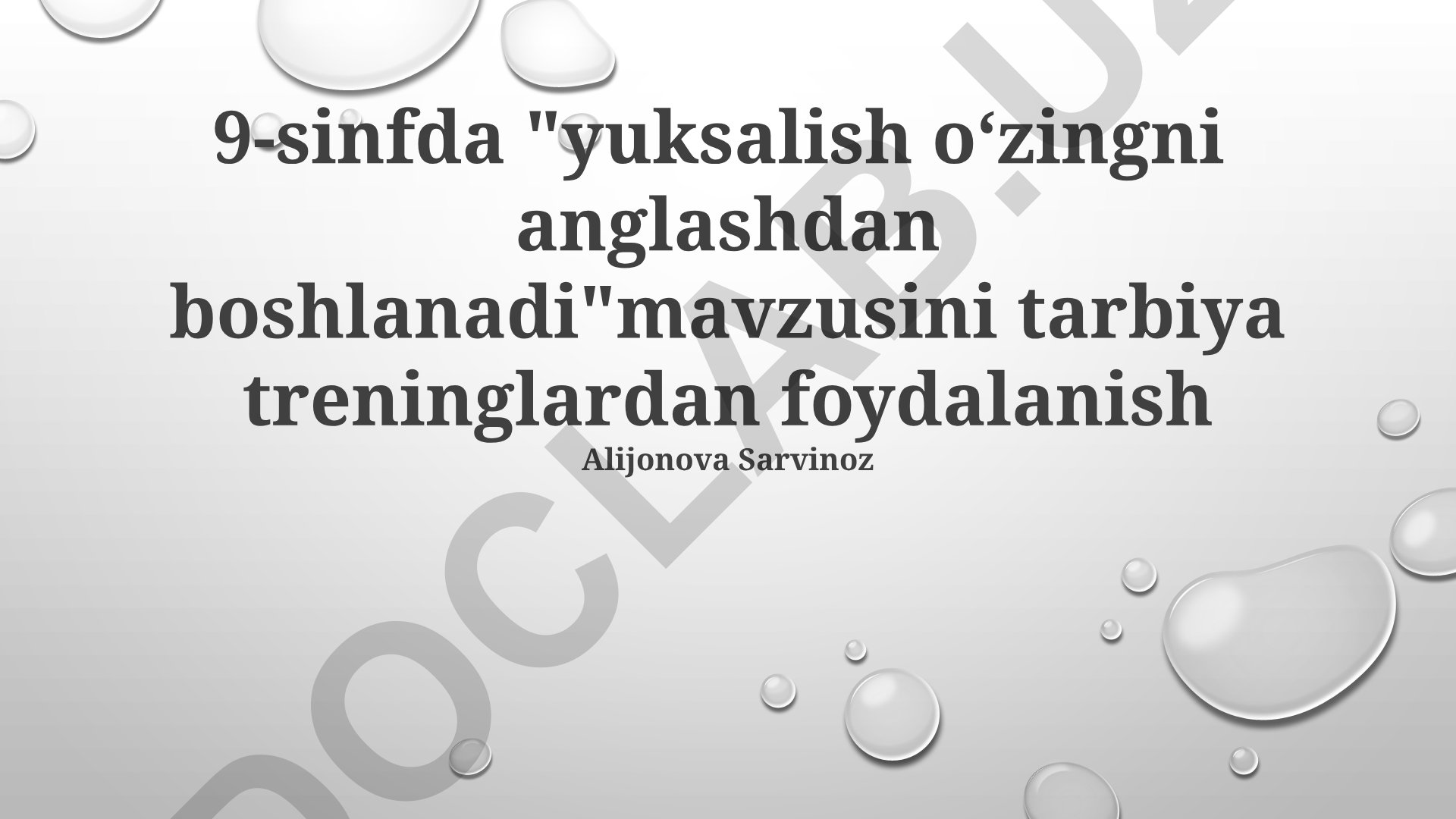 Yuksalish o'zingni anglashdan boshlanadi