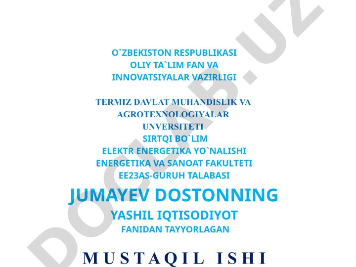Yashil iqtisodiyot va barqaror rivojlanish