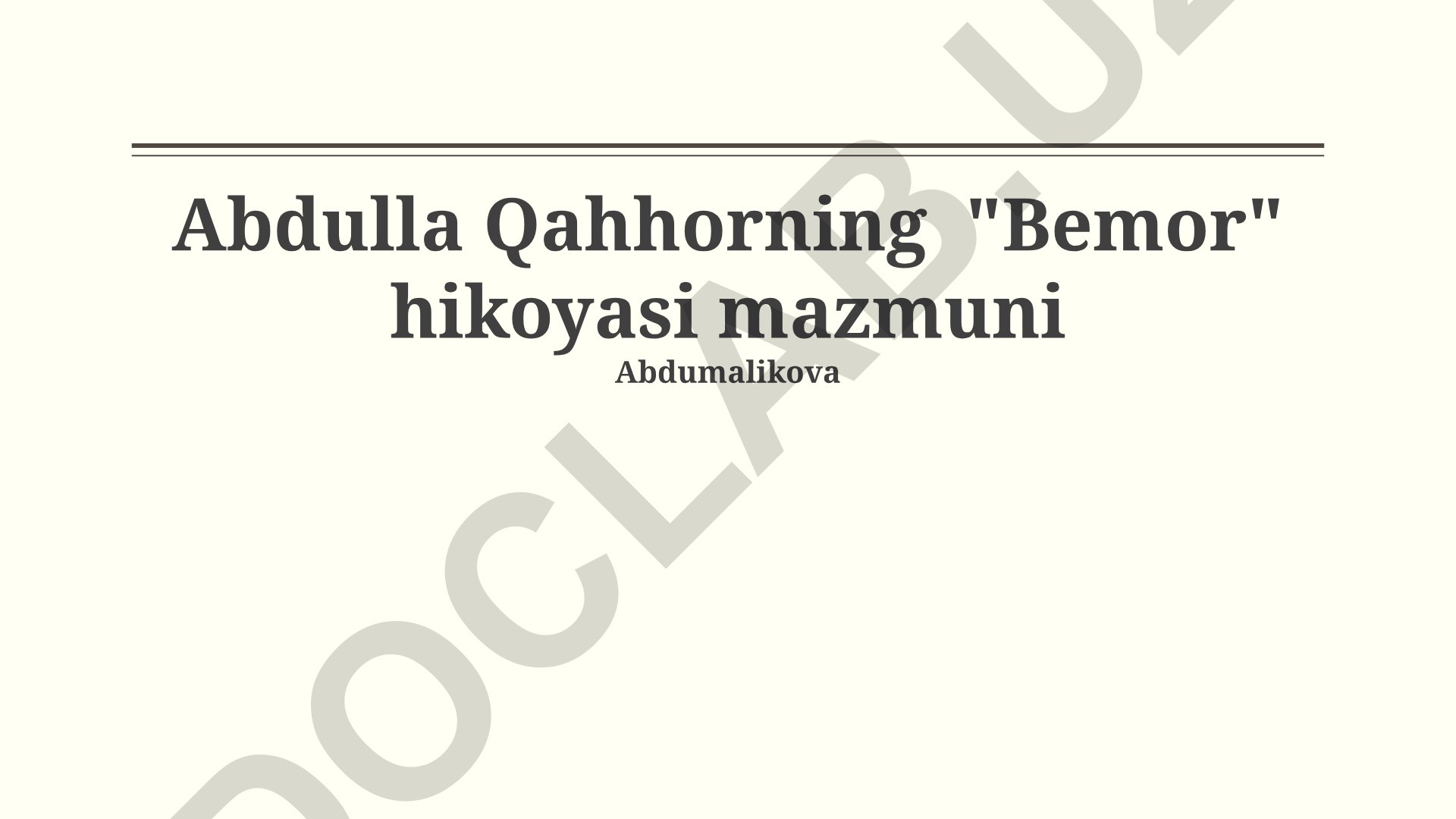 Abdulla Qahhorning "Bemor" hikoyasi mazmuni va qashshoqlik muammolari