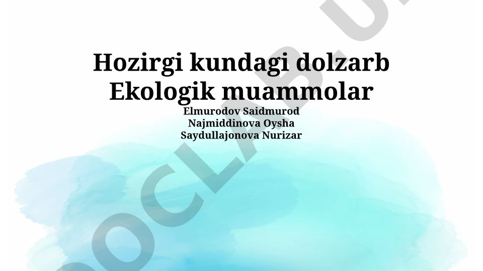 Hozirgi kundagi dolzarb ekologik muammolar