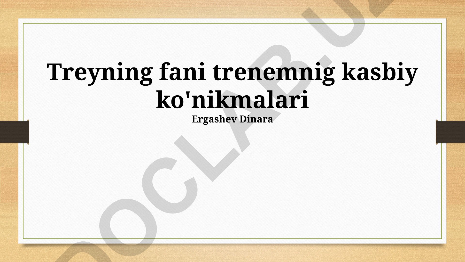 Trening sanoati mutaxassislarining malakalarini rivojlantirish