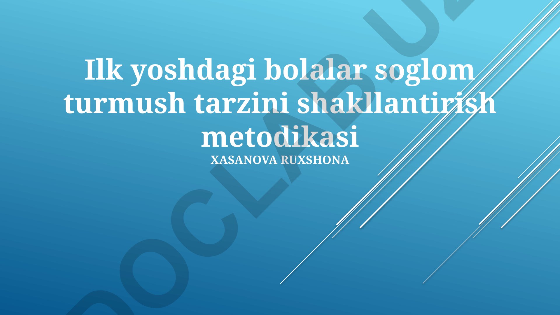 Ilk yoshdagi bolalar sog'lom turmush tarzini shakllantirish metodikasi