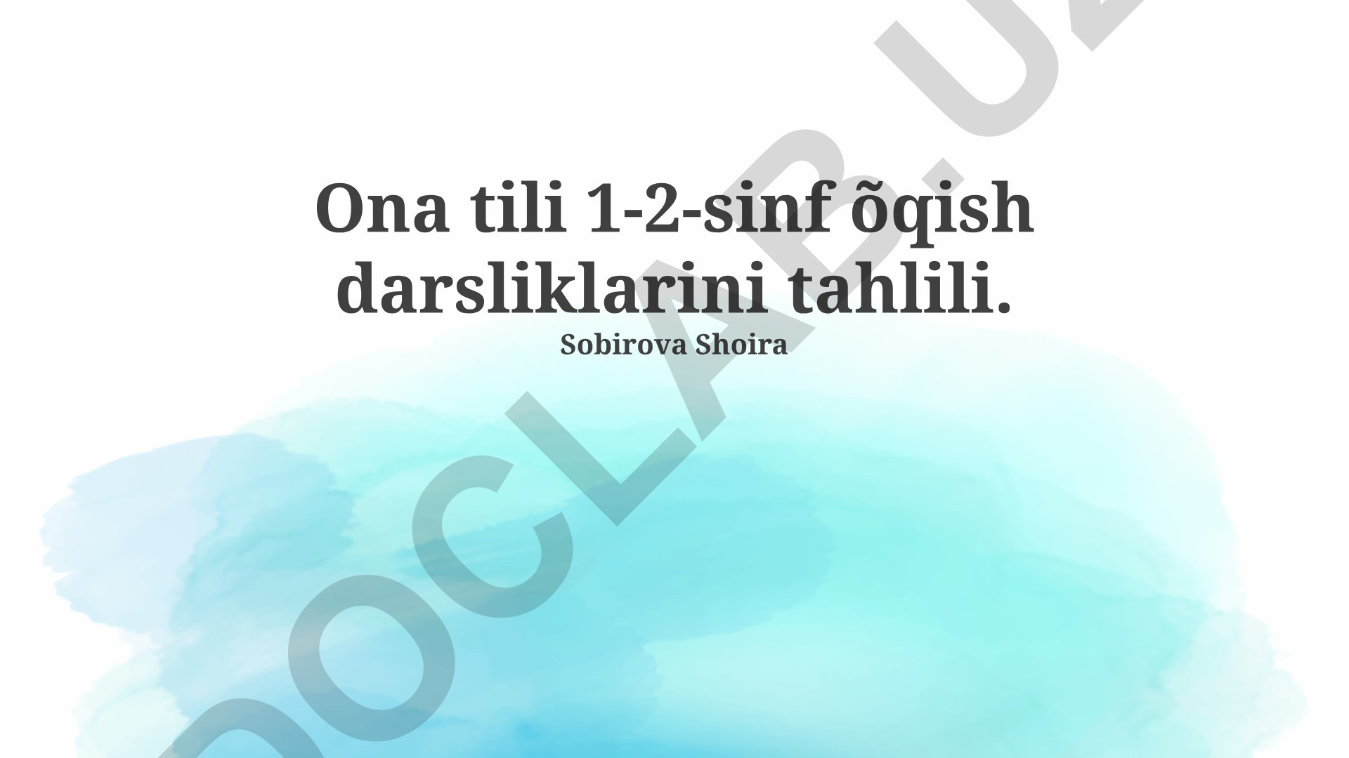 Ona tili 1-2-sinf darsliklarini tahlili