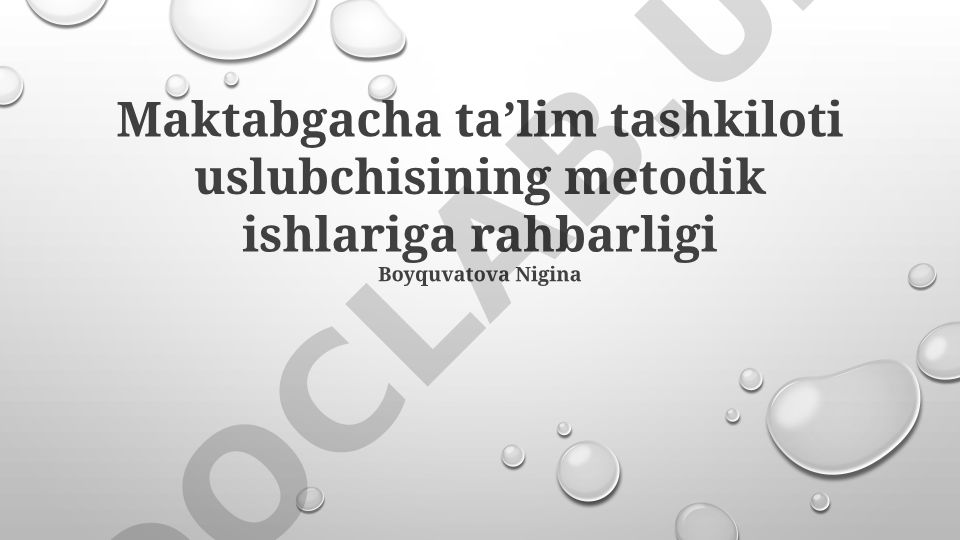 Maktabgacha ta'lim metodistlarining pedagogik faoliyati va kognitiv rivojlantirish metodikasi