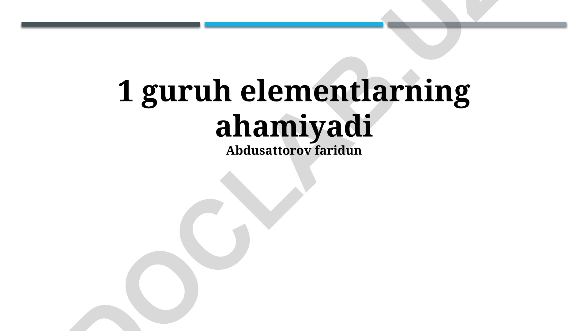 1-guruh elementlarining ahamiyati
