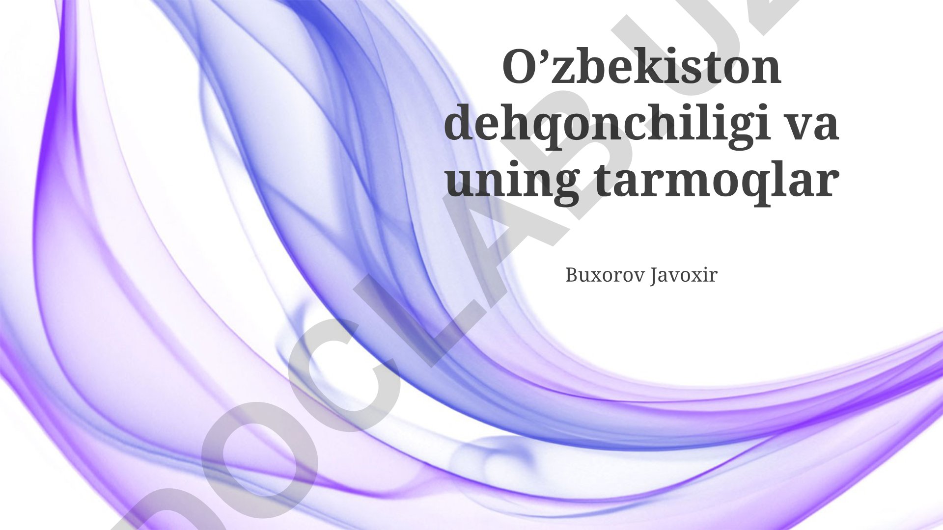 O'zbekiston dehqonchiligi va uning tarmoqlari