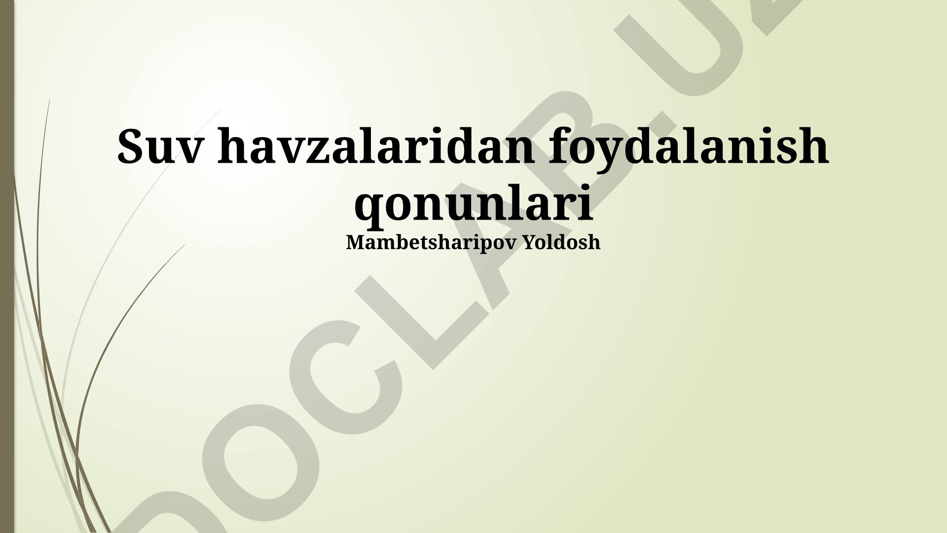 Suv havzalaridan foydalanish qonunlari