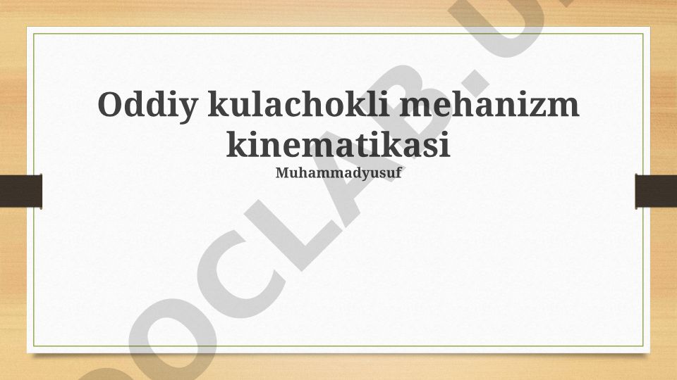 Ekssentrik tishli mexanizm kinematikasi