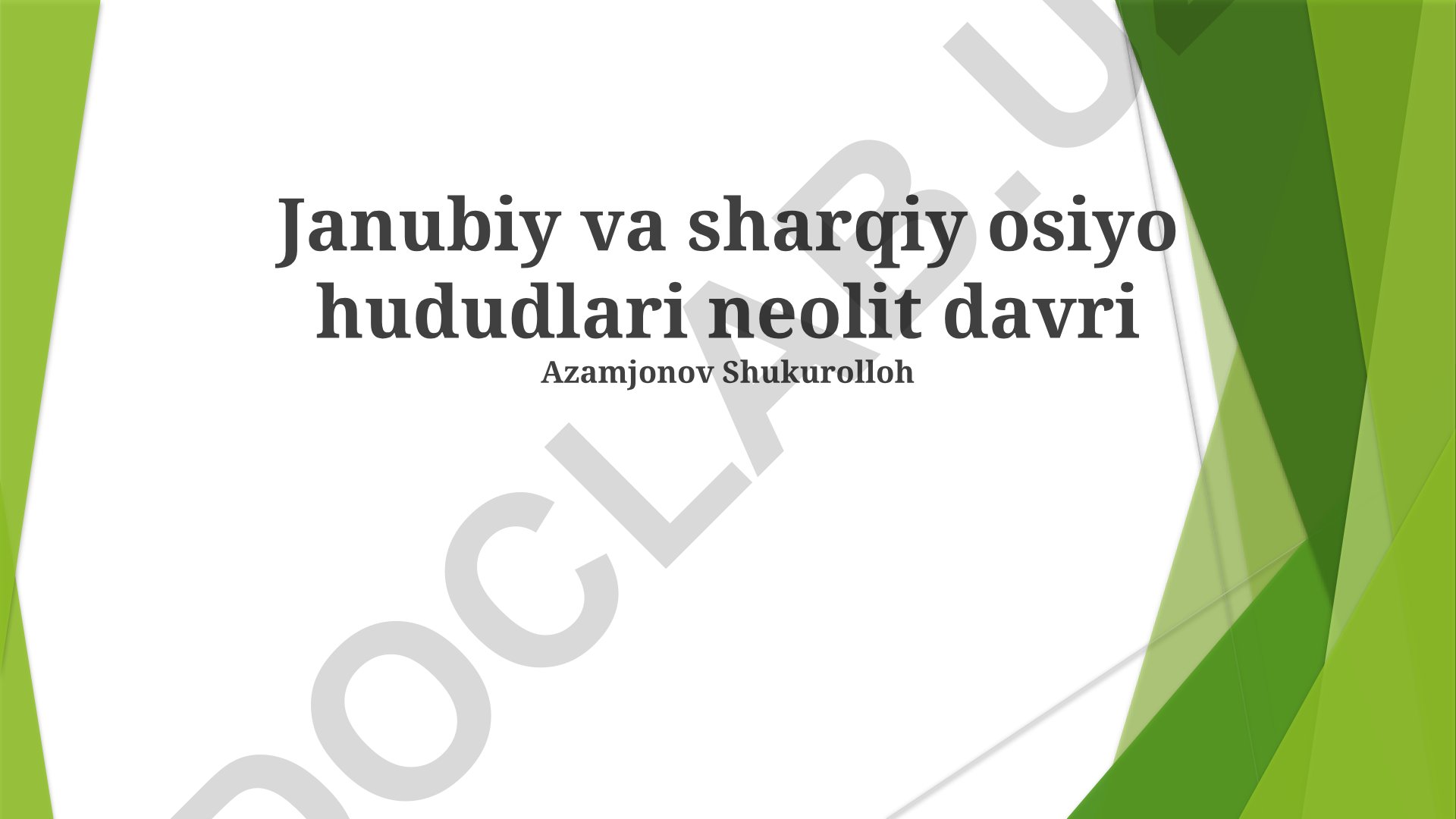 Janubiy va sharqiy Osiyo hududlari neolit davri