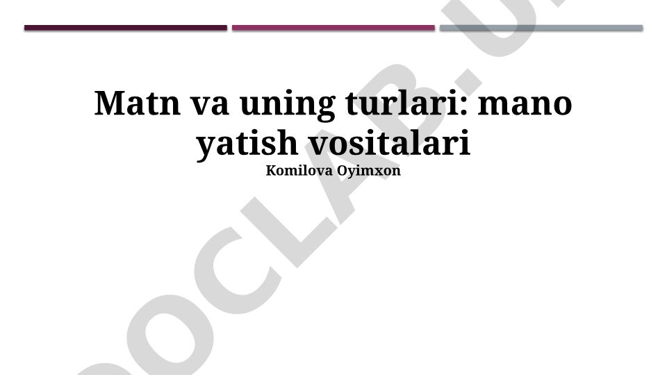 Matn turlari va ularning ifoda vositalari