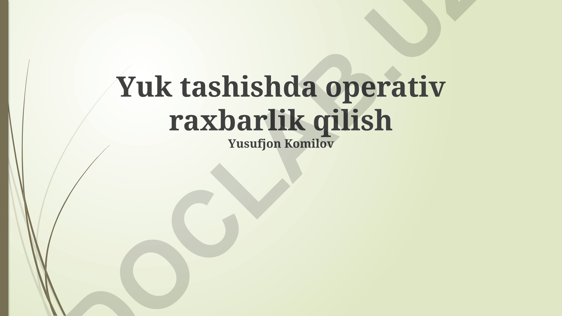 Yuk tashishda operativ raxbarlik qilish
