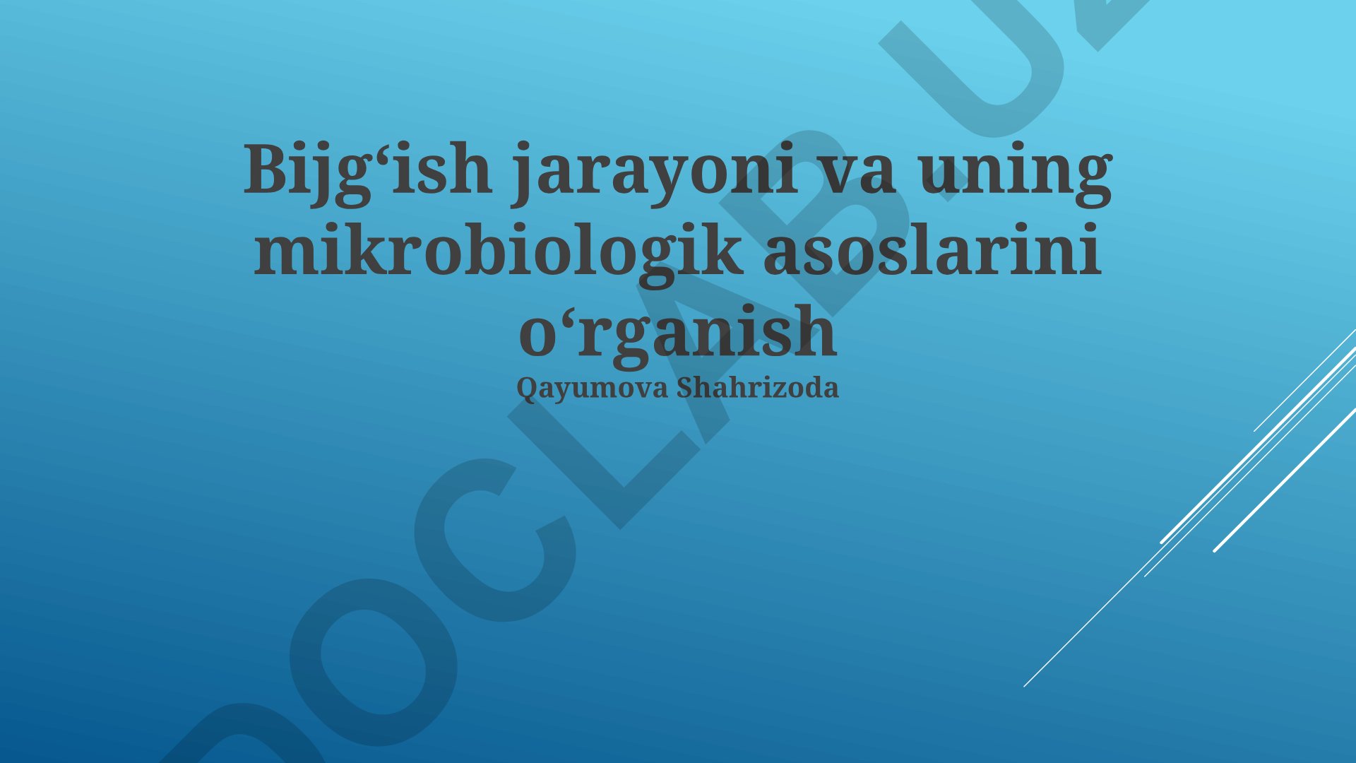 Fermentatsiya jarayoni va uning mikrobiologik asoslari