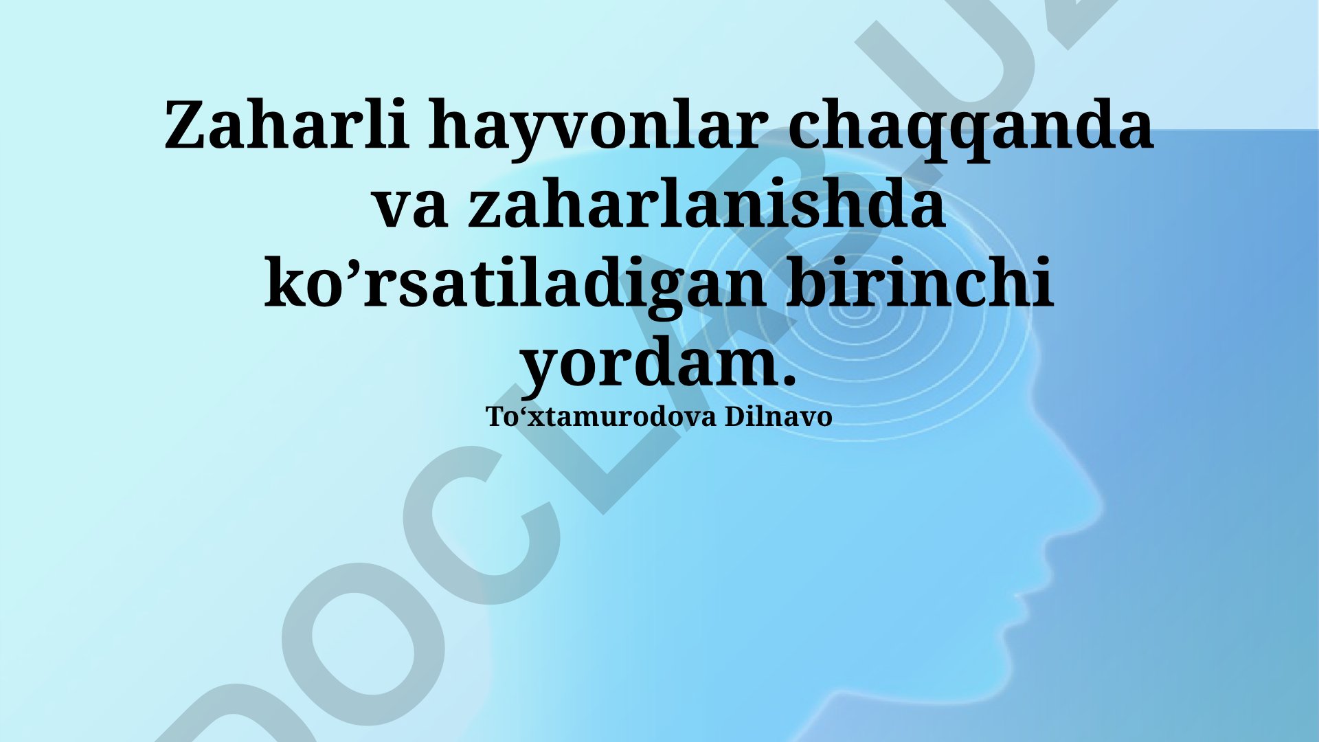 Zaharli hayvonlar chaqishi va zaharlanishda birinchi yordam