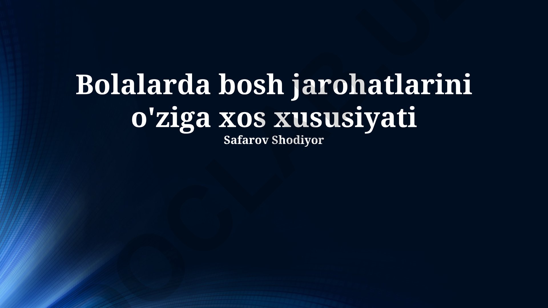 Bolalarda bosh miya shikastlanishlarining o'ziga xos xususiyatlari