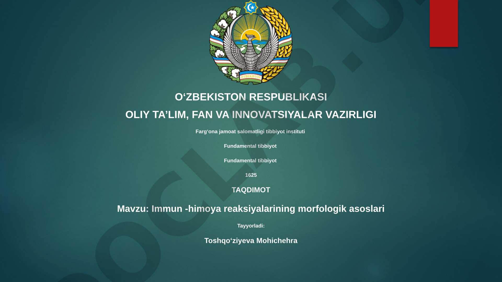 Immun-himoya reaksiyalarining morfologik asoslari