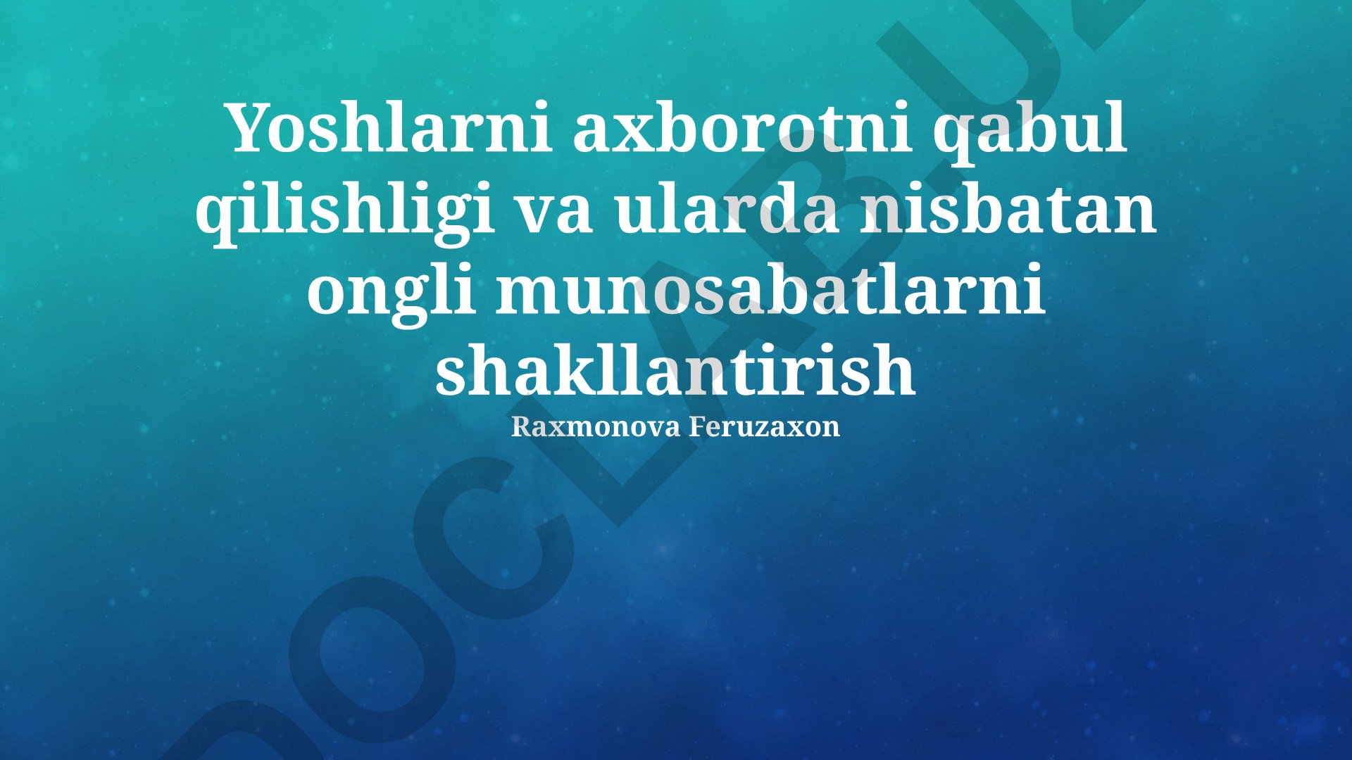 Yoshlarda axborot madaniyatini rivojlantirish va tanqidiy fikrlash