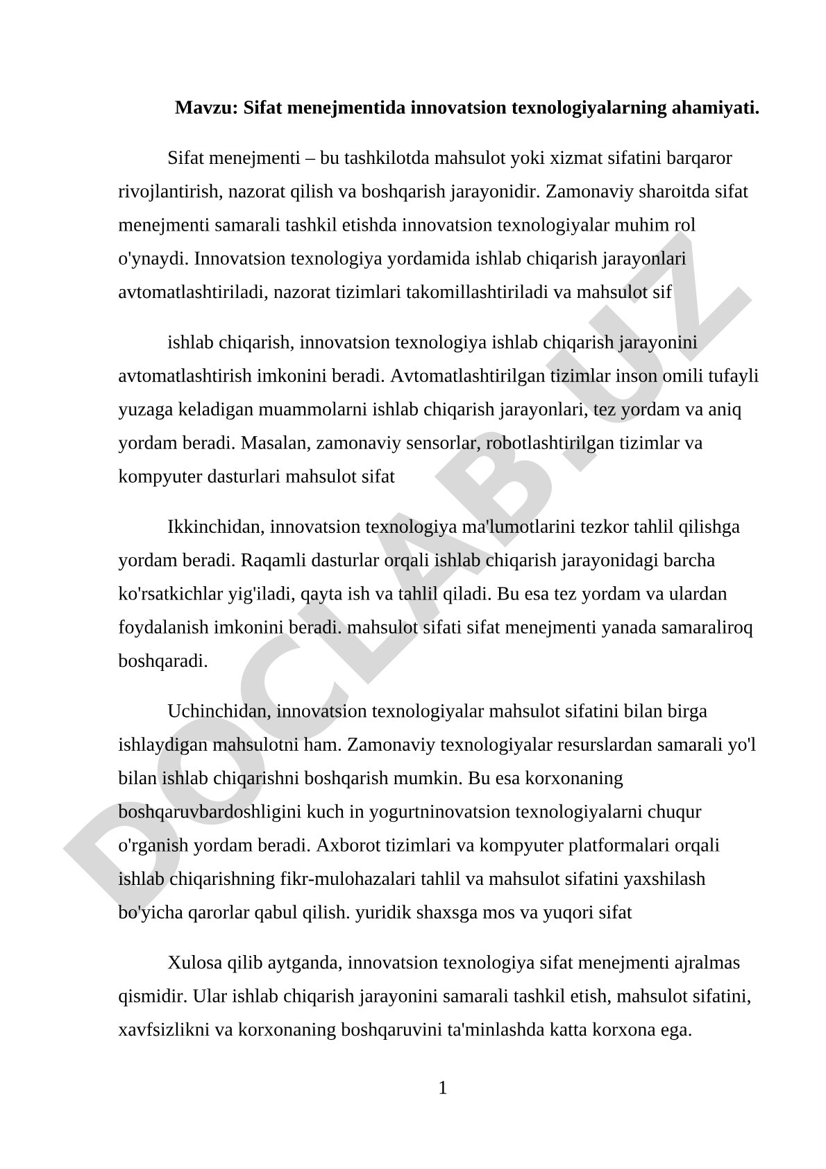 Sifat menejmentida innovatsion texnologiyalarning ahamiyati