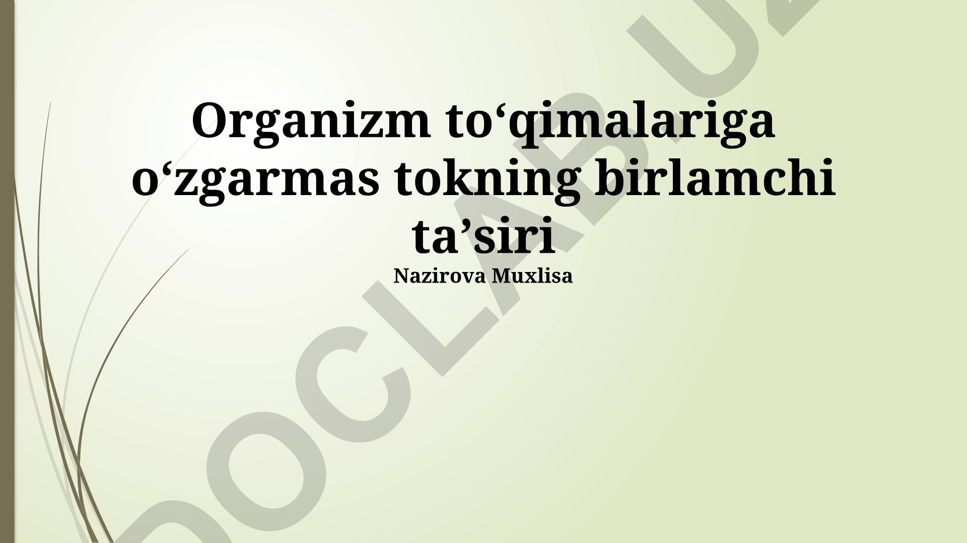 Organizm toʻqimalariga oʻzgarmas tokning birlamchi taʼsiri