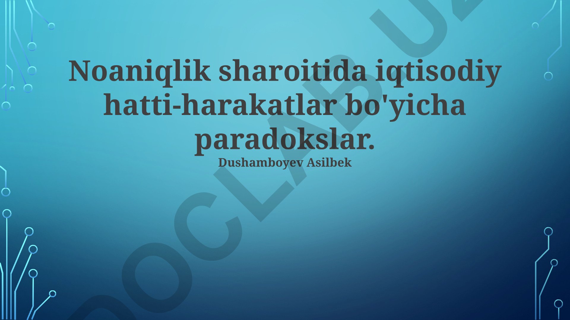 Noaniqlik sharoitida iqtisodiy hatti-harakatlar bo'yicha paradokslar