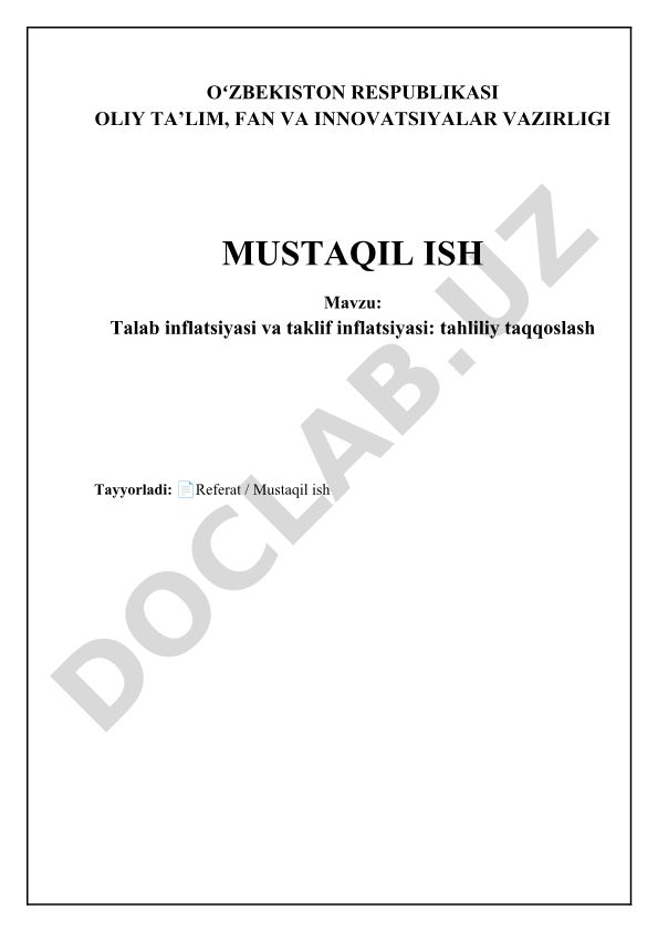 Talab inflatsiyasi va taklif inflatsiyasi: tahliliy taqqoslash