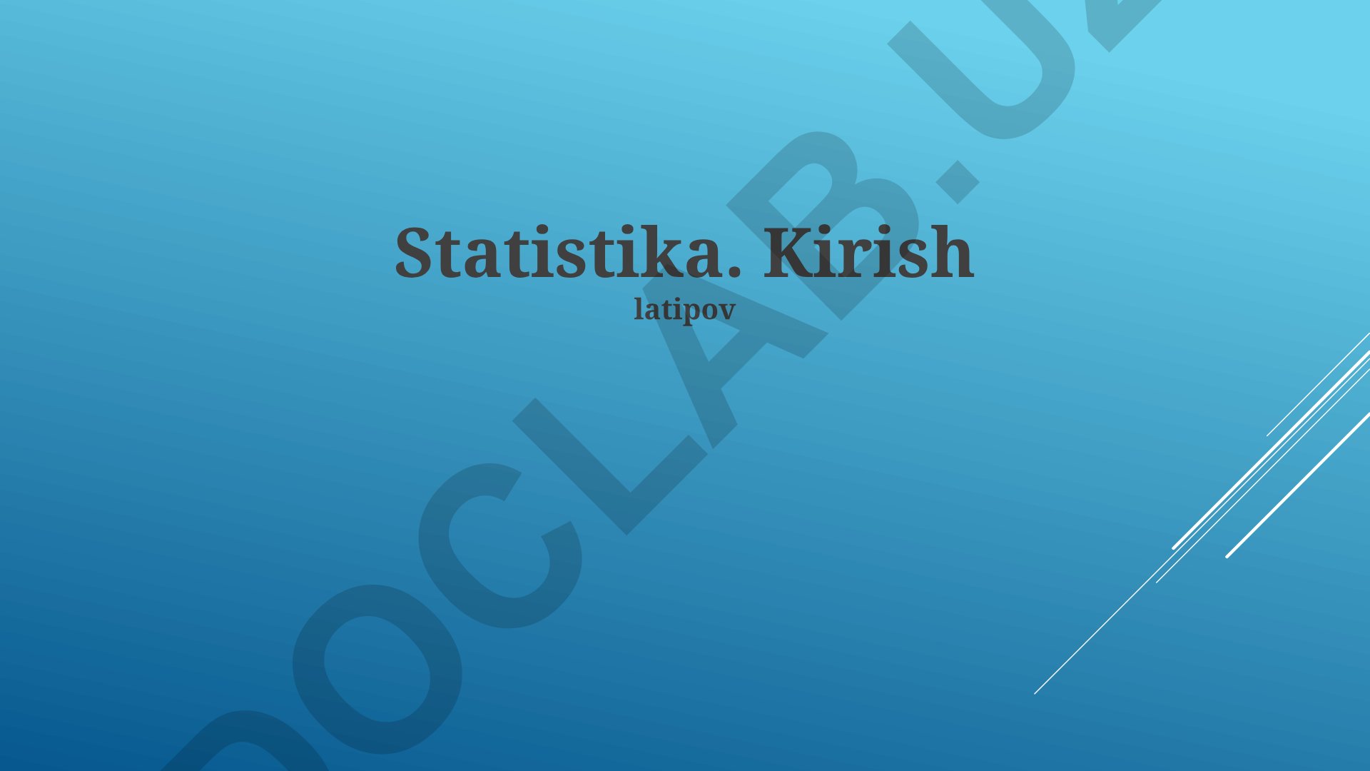 Statistika asoslari va statistik tahlil