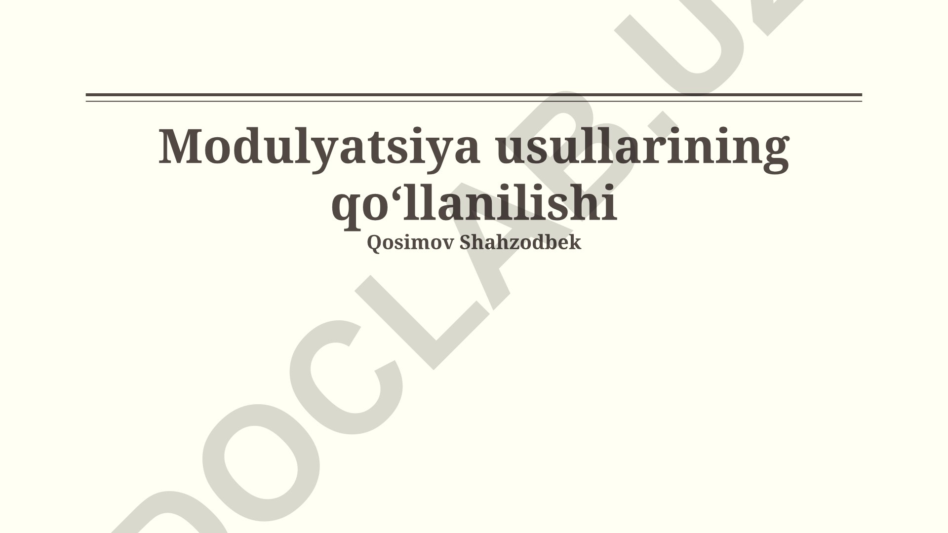 Modulyatsiya usullarining qoʻllanilishi