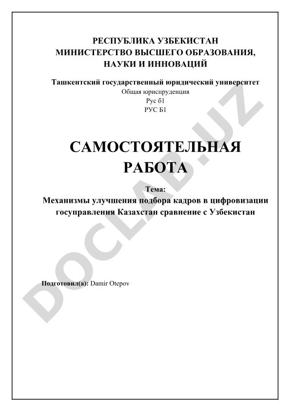Механизмы улучшения подбора кадров в цифровизации госуправления: Казахстан и Узбекистан