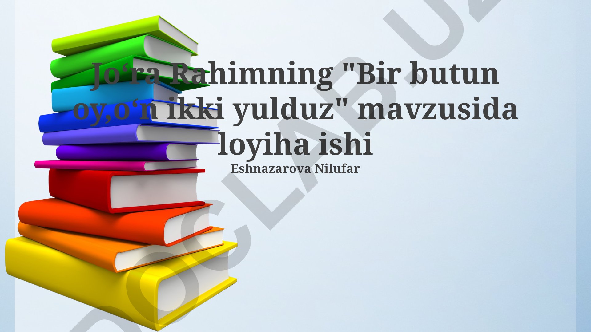 Joʻra Rahimning "Bir butun oy, oʻn ikki yulduz" mavzusidagi loyiha ishi