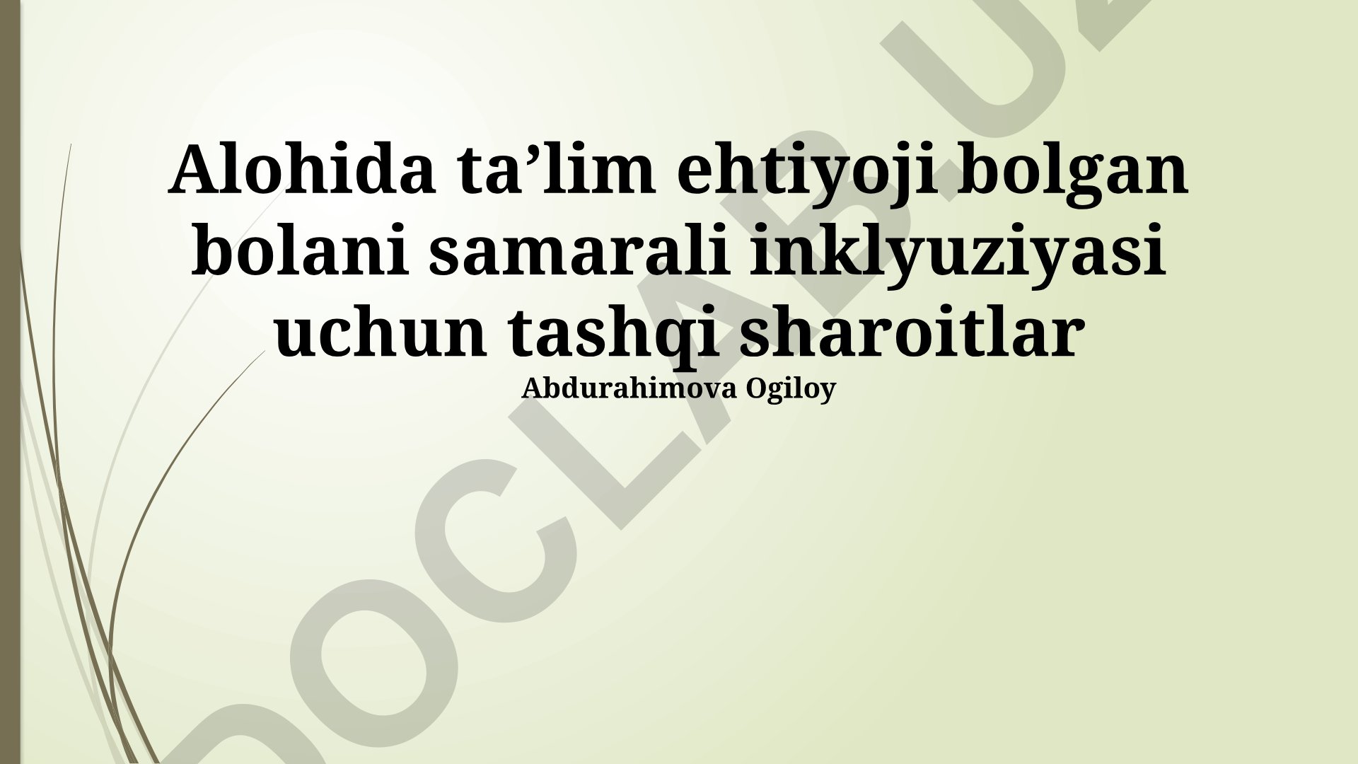 Alohida ta'lim ehtiyoji bolgan bolani samarali inklyuziyasi uchun tashqi sharoitlar