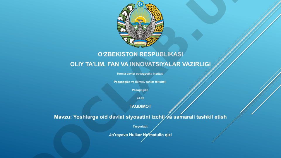Yoshlarga oid davlat siyosatini izchil va samarali tashkil etish