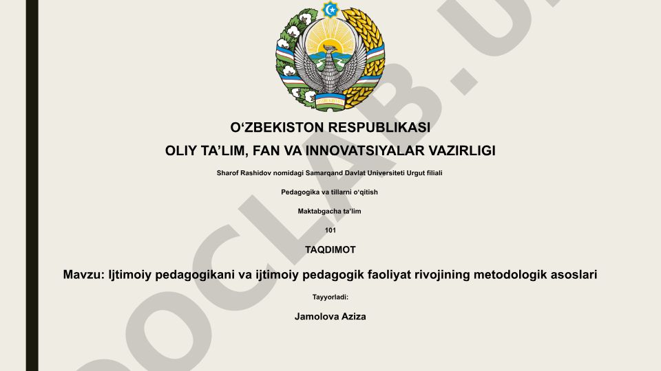 Ijtimoiy pedagogikani va ijtimoiy pedagogik faoliyat rivojining metodologik asoslari