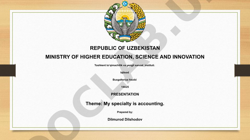My specialty is accounting