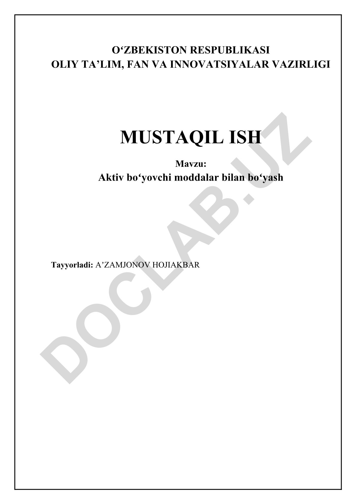 Aktiv boʻyovchi moddalar bilan boʻyash