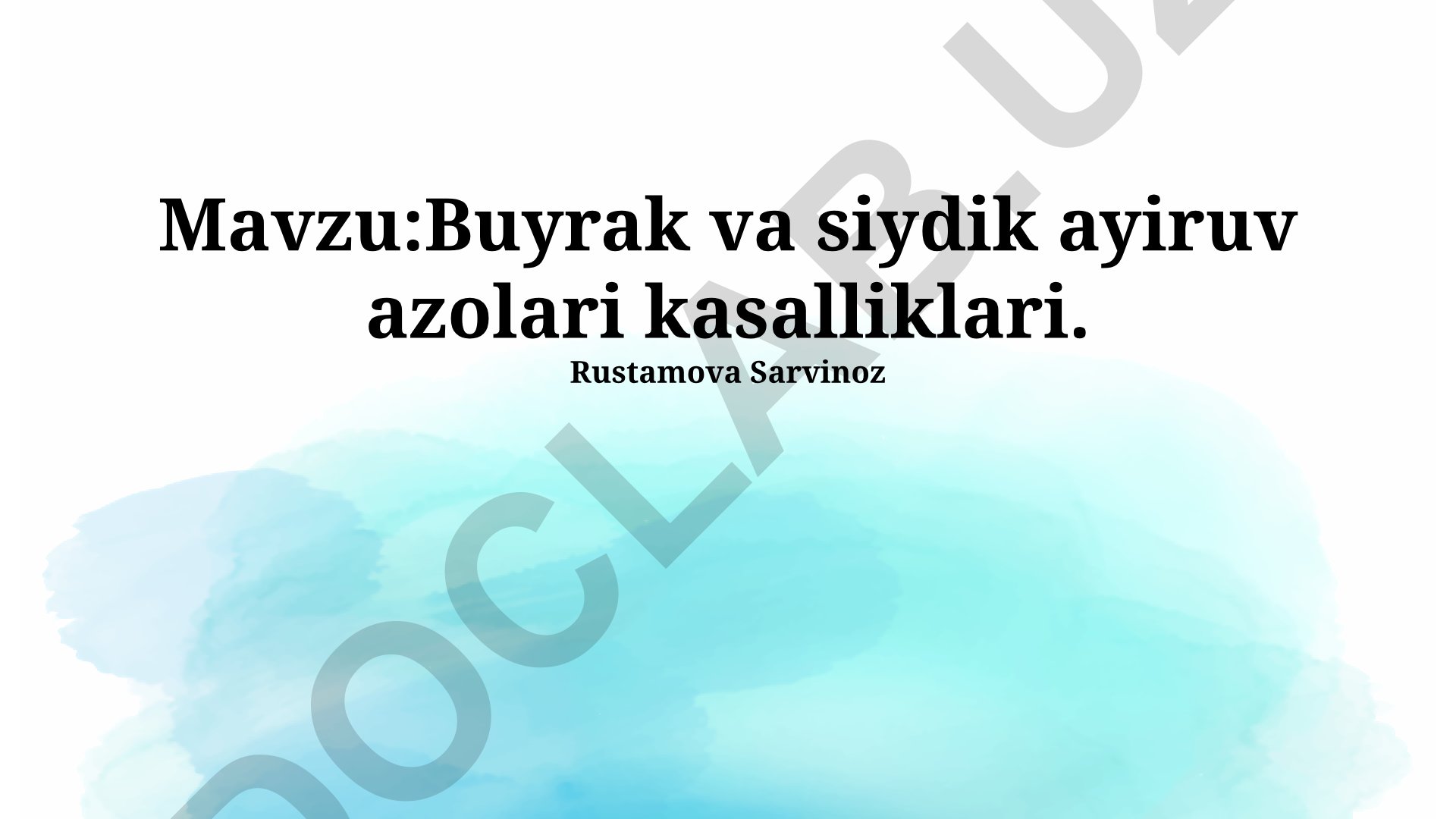 Buyrak va siydik ayiruv azolari kasalliklari