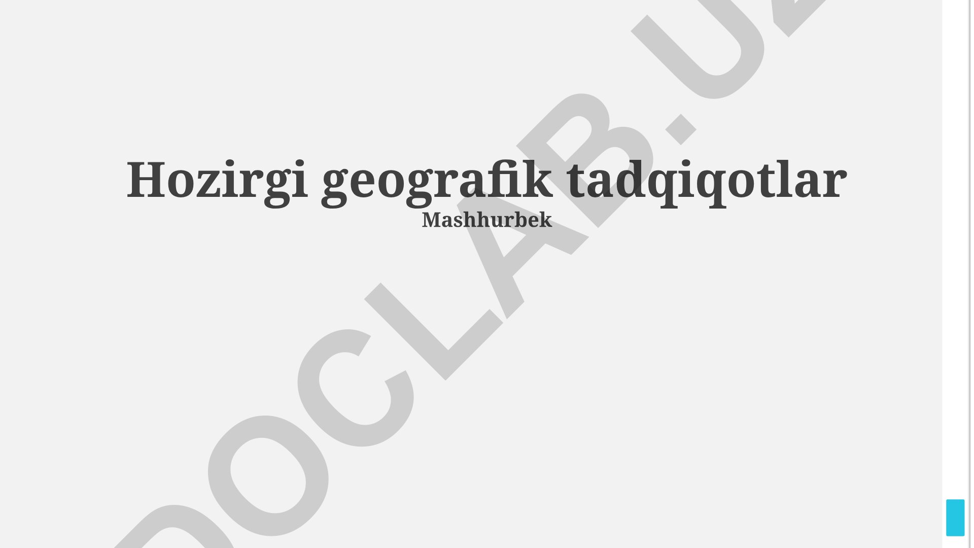 Global Muammolarni Geografik Tahlil Qilish