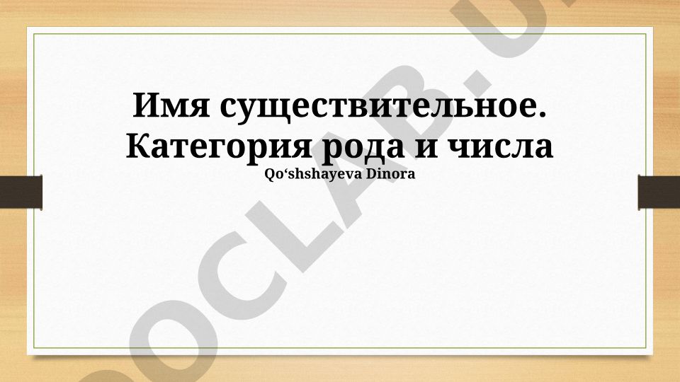 Имя существительное: категория рода и числа